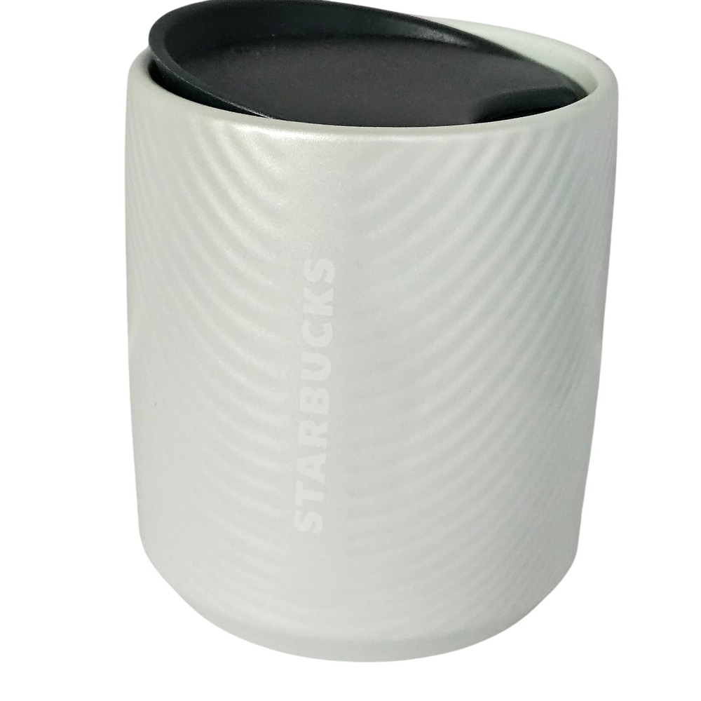 Starbucks Travel Tumbler 8oz Iridescent White Textured Wave Ceramic Mug